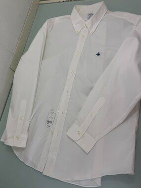 New Brooks Brothers Dress Shirt Regent 1818 Mens XL 18 White Stretch Pocket NWT